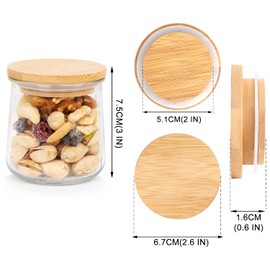 Oui Yogurt Jar Lids, Oui Yogurt Bamboo Jar Lids Set, Wooden Lids for Oui Yogurt Jars, Oui Yogurt Jars Lids with Silicone Sealing Rings, Cookie Glass Storage Lids, for 5 Oz Oui Yogurt Jars - 4 Pack
