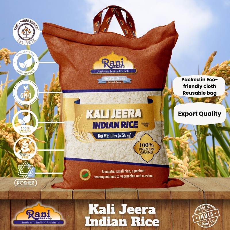Rani Kali Jeera Indian Rice 160oz (10lbs) 4.54kg Cloth Bag