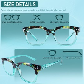 CHOFILORD Progressive Multifocus Reading Glasses for Women Men Blue Light Blocking Spring Hinge Square Computer Readers (4 Pack Mixed C, 1.75, Diopters)