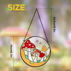 TOYMIS Mushroom Stained plastic Sun catcher, 6.3'' Window Sun Catcher Hangers Decorative Hanging Wall Ornaments plastic Panel Decor for Home Mushroom Lovers (Z20057)