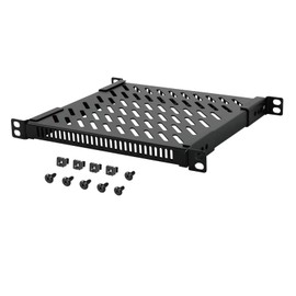 Tecmojo 0.5U Rack Shelf for 10" Server Rack & Cabinet, Adjustable 7.87-10.24" Depth, Vented Metal Tray, Heavy Duty Support up to 66 lbs, Enhanced Ventilation, Black