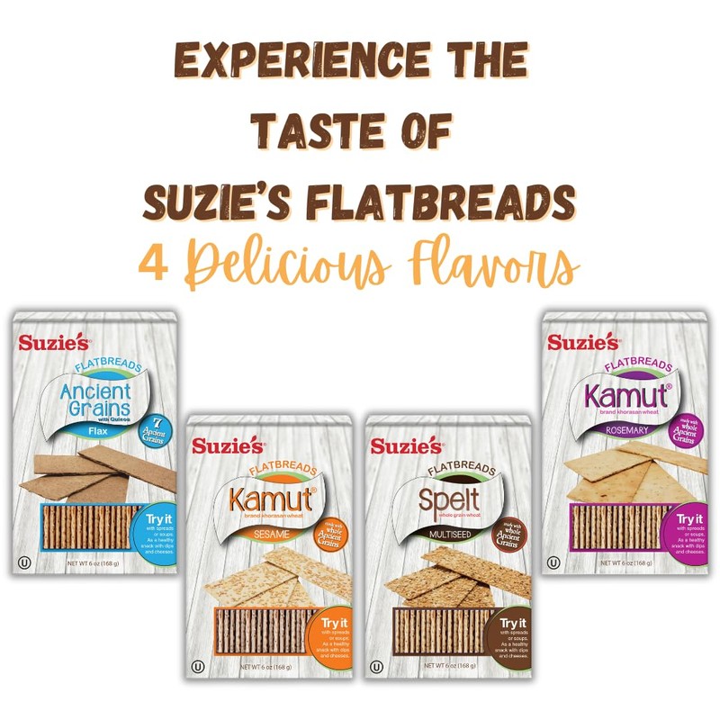 Suzie's Spelt Multi-seed Flatbread Crackers| Pack of 12 | Low-Fat