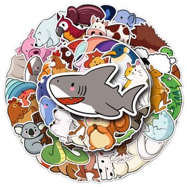 50Pcs Animal Stickers, Water Bottle Stickers for Teens, Kawaii Vinyl Phone Laptop Skateboard Animal Waterproof Sticker, Bulk Aesthetic Sticker Packs