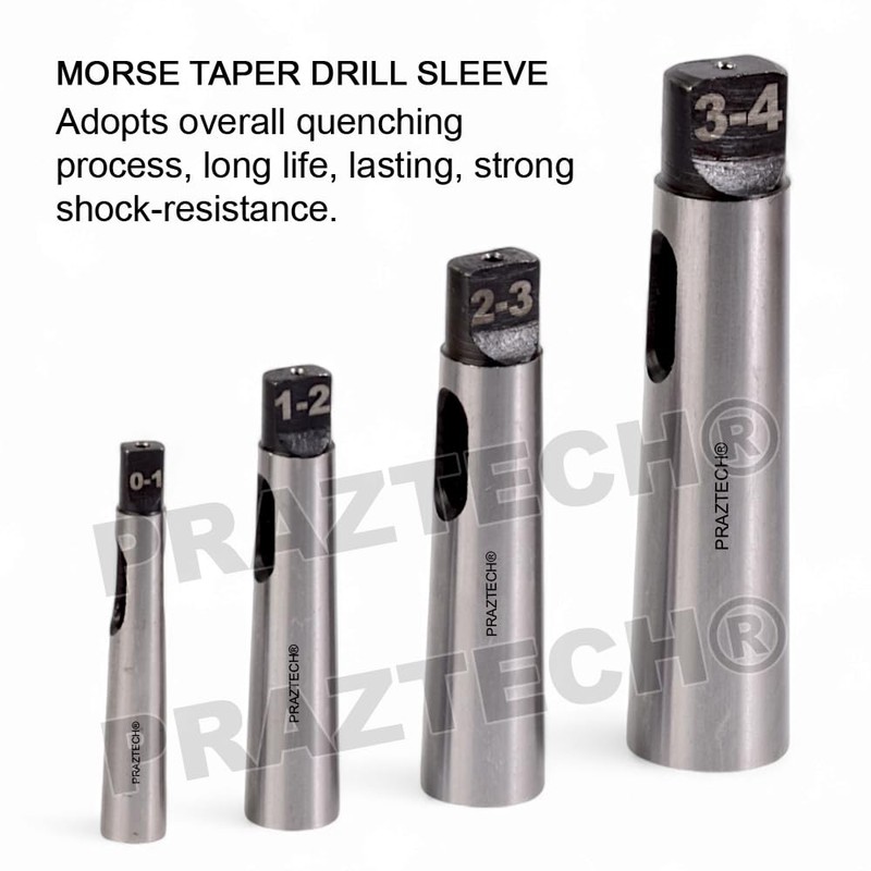 PRAZTECH® 4pcs Morse Taper Drill Sleeve Reducing Adapter for Lathe