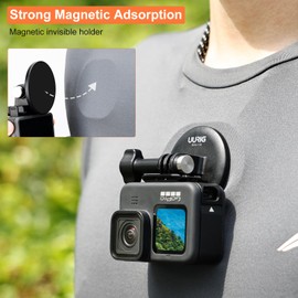 UURIG BH-14 Magnetic POV Neck Selfie Holder for GoPro, Action Camera Mount Quick Release, Hands-Free for GoPro Hero11 10 9 8 7 Black DJI Action 5Pro/4/3, Insta 360 X5, and Most Action Cameras