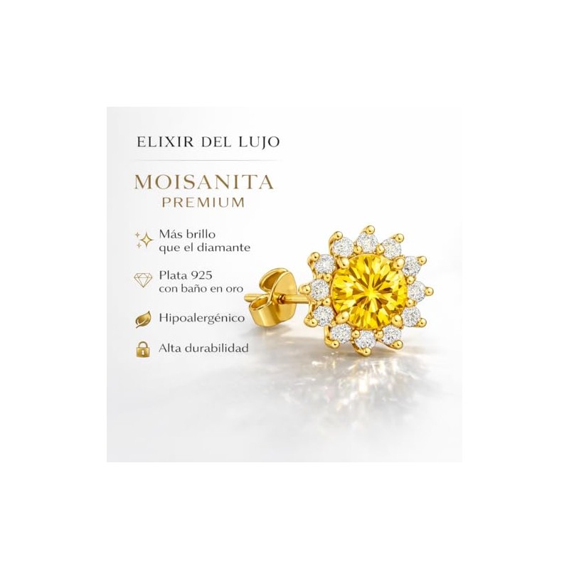 Aretes Flor de Moissanita para Mujer | Plata .925 Bañados