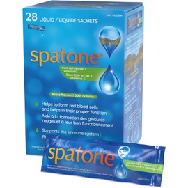 Spatone 100% Natural Liquid Iron Supplement, Apple Flavour, Vegan, Reduces Tiredness & Fatigue, 28 Sachets x 25 mL (Pack of 1)