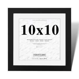 Fabian Clarke London® Modern Black Square 10x10 Picture Photo Frame with 8x8 White Mount Wall Hung or Freestanding