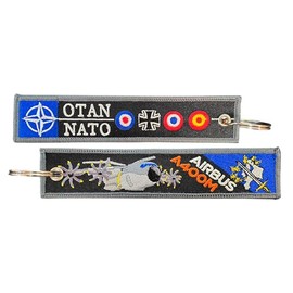 Tacro NATO | NATO A400M Military Keyring Decorative Embroidery Double Sided Design Black and Blue