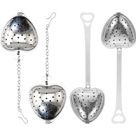 NHP 8-Piece Tea Infuser Set, Tea Ball, Tea Strainer Made of Stainless Steel in Heart Shape, Tea Strainer for Loose Tea, Tea Ball Infuser, Tea Infuser with Chain, Suitable for Fine Loose Tea Leaves,