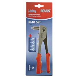 Novus Blind Riveting Pliers N-10 Set - Including 15x Aluminium Blind Rivets A2.5, A3, A4 and A5, Return Spring for 1-Hand Operation