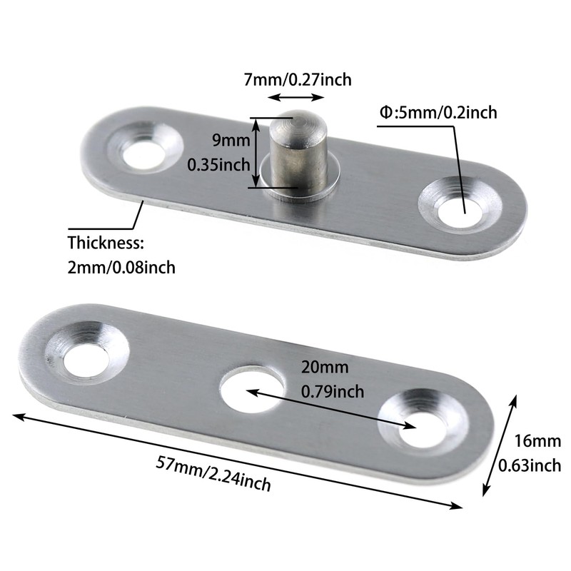 LUORNG 4PCS 360 Degree Swivel Invisible Door Hinge Stainless Steel