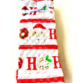 2 CHRISTMAS HO HO HO SANTA DOUGHNUTS KITCHEN TOWELS WAFFLE DONUTS SPRINKLES