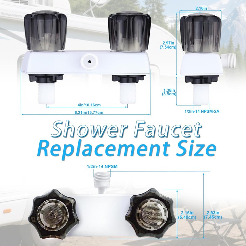 RV Shower Faucet with Showerhead Replacement Kit Soft Hose,Rv Valve