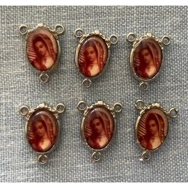 Virgin Mary Virgen De Guadalupe Centers | Rosary Making Parts | Silver Tone