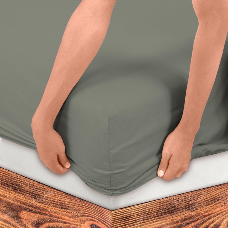 Soroor Bedding & Linen, Microfiber Double Fitted Sheet, Grey Deep