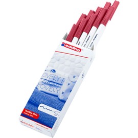 edding 4600 textile pen - carmine red - box of 10 - round nib 1 mm - permanent fabric pens for drawing on textiles, wash-resistant to 60 °C - fabric pen