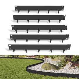 PROWORX 5 Pack Metal Landscape Edging, 42”L x 7”H Black Bendable Steel Lawn Garden Edging Border, No Dig Edging for Landscaping Yard Pathway (16.5 Ft Total)