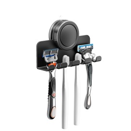 RIVAMBER Suction Cup Hooks, Razor Holder for Shower, Matte Black Waterproof No Drill Hanger for Hanging Towel Loofah Toothbrush Bathroom Kitchen Tiles Glasses