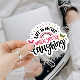 3Pcs Life is Better When You're Laughing Sticker, Life is Better Bumper Sticker, Happiness Motivational Sarcastic Quote Vinyl Die-Cut Decal - Sticker for Laptop Water Bottle Car Phone Helmet 3"