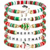 OSHPPKEL Christmas Bracelets 6 Pack Polymer Clay Jewelry Merry Christmas
