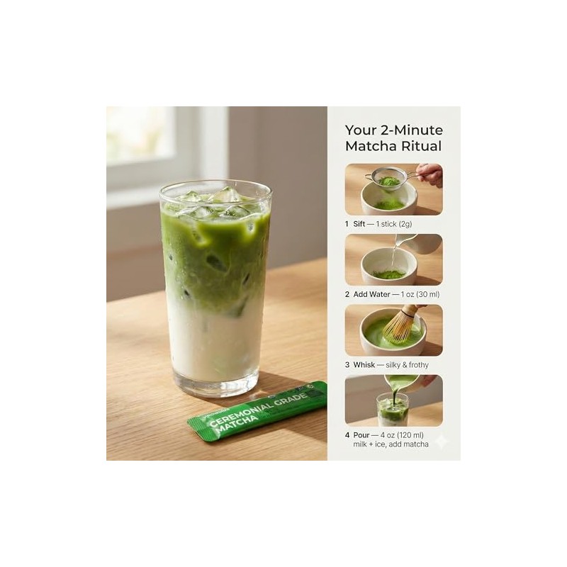 ViridWorks Organic Matcha Single Serve Sticks - 30 Pack