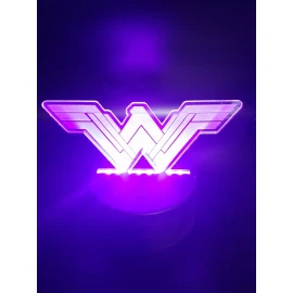 Unbranded Edge Lit Tabletop Sign, Multi-Colored LED, Wonder Woman Emblem, Art, Night Light