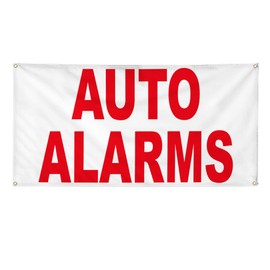 Vinyl Banner Multiple Sizes Auto Alarms Red Car Repair Shop Automotive Outdoor Weatherproof Industrial Yard Signs 10 Grommets 60x144Inches