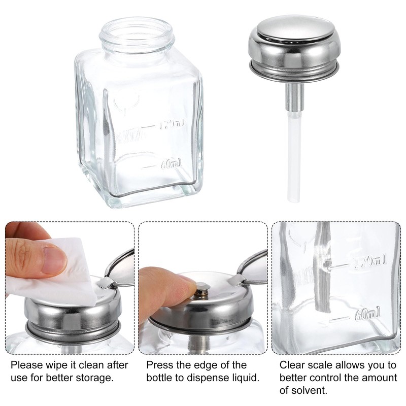 sourcing map Solvent Alcohol Dispensers 120ml(4oz) Push Down Liquid Dispenser