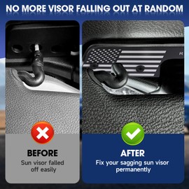 Sun Visor Repair Kit for Jeep Wrangler JK 2018/Wrangler JL 2018-2023/Gladiator 2020-2023 Car Accessories, Upgraded Aluminum Alloy Sun Visor Clips Used for Repairing Vehicle Sagging Sun Visors