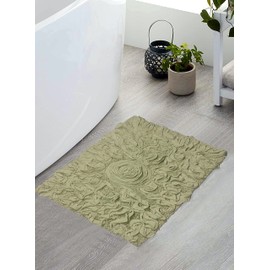 Home Weavers Bell Flower Collection 100% Cotton Tufted Bath Rugs, Extra Soft and Absorbent Bath Rugs, Non-Slip Bath Mats, Machine Washable, Bath Mats for Bathroom Floor, 17"x24" Rectangle, Green