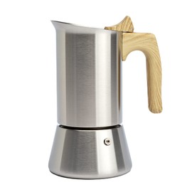 Primula Premium Stainless Steel Stovetop Espresso and Coffee Maker, Moka Pot for Classic Italian Style Café Brewing, 6-Cup, Wood Look Handle