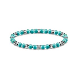THOMAS SABO A1923-878-17 Unisex Bracelet Talisman Turquoise 925 Sterling Silver Blackened, Gemstone Sterling Silver, Created Turquoise