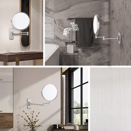 Nicesail Wall Magnifying Mirror Double-Sided, Make up Mirror for Bathroom Magnifying Mirror Wall Mount with 10X Magnification, Mountable Shaving Mirror Brushed Nickel Finish(8 Inch, 10X)