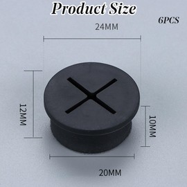 6Pcs 20mm Rubber Cable Grommets for Wire Hole Cover, Desk Table Grommets for Office Home Wire Organizer (Black)