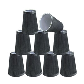 Aspen Creative 32651-9B Small Hardback Empire Shape Chandelier Clip-On Lamp Shade Set (9 Pack), Transitional Design in Grey & Black, 4" Bottom Width (2 1/2" x 4" x 5")