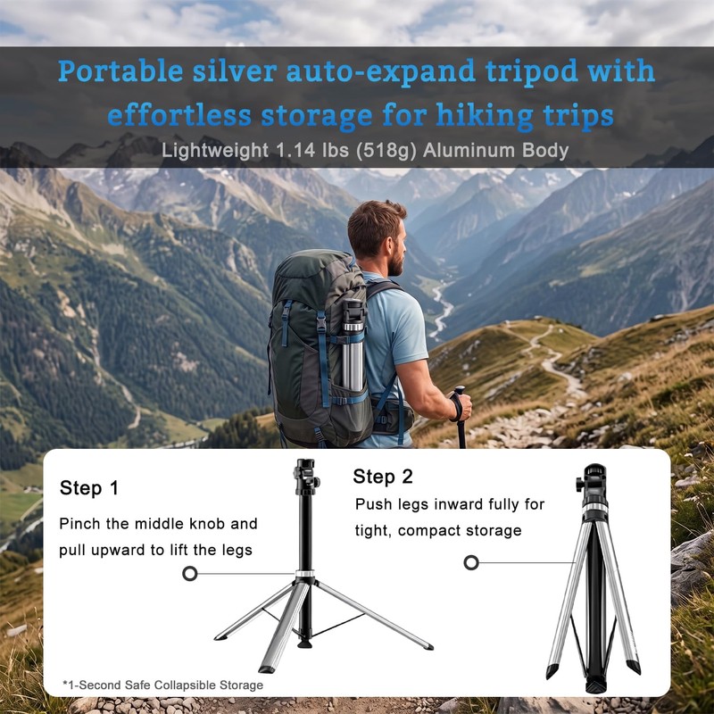 Repmidfer 81'' Auto-Open Travel Selfie Stick Tripod for DJI Osmo