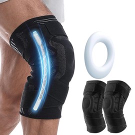 Rodilleras Gym 2 Piezas con Soporte Ajustable, Rodillera Ortopedica para Dolor de Rodilla, Rodillera de Compresion Deportiva para Voleibol, Running, Basquetbol y Gym, Menisquera para Mujer y Hombre (M)