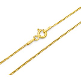 Curb Chain 925 Sterling Silver Gold-Plated 1.0 mm Wide Choice of Length 36 40 45 50 55 60 cm Silver Chain Gold Necklace Chain Women Men, Silver