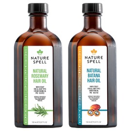Nature Spell Hair Growth Duo with Rosemary & Batana Oils, Vegan, 150ml Each | Pre-Diluted Oil Set to Promote Growth & Strengthen Dry, Damaged Strands, for All Hair Types, Pack of 2