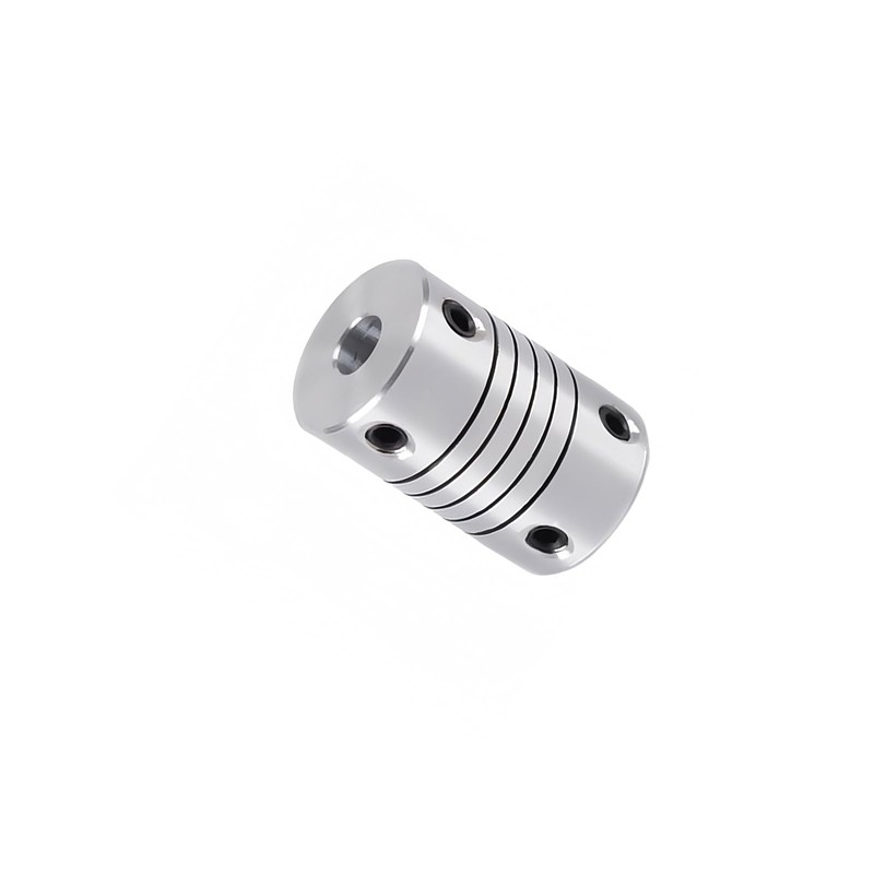 Aluminium Alloy Flexible Coupling, Silver 7mm to 7mm Shaft Coupling