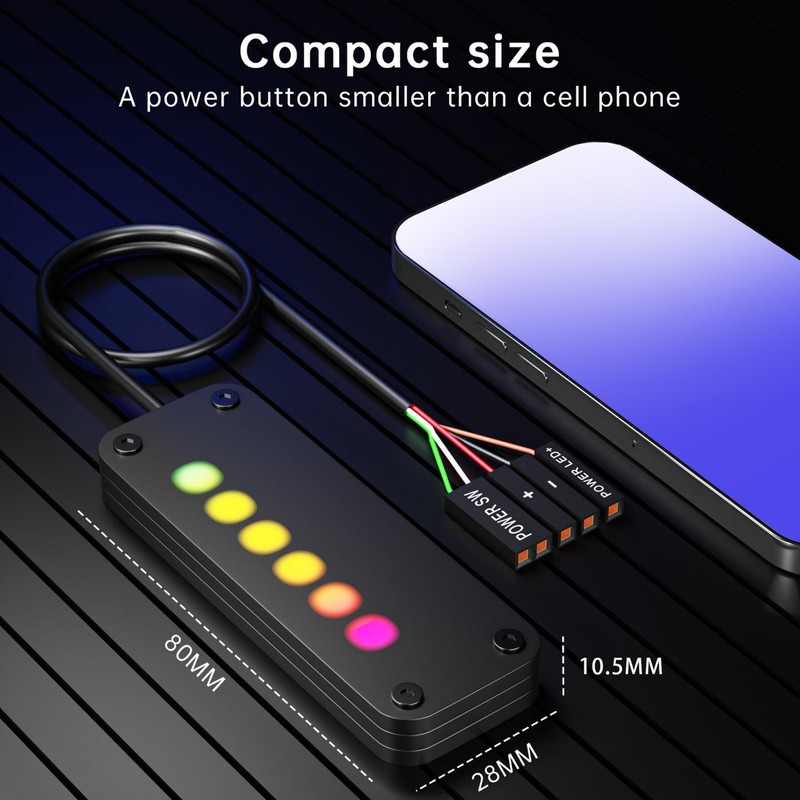 Touch Sliding Desktop Computer Power Switch RGB Lighting External PC