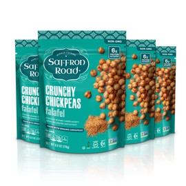 Saffron Road Organic Crunchy Chickpea Snacks-Gluten Free, Non-GMO, Halal, Kosher, Vegan - (Falafel, 6 oz (4 Pack)
