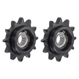 sourcing map Chain Idler Sprocket 8mm Bore, 12 Tooth Sprocket Tensioner, C45 Carbon Steel Roller Chain Sprocket with Bearing for ISO 06B Chain, 2Pcs