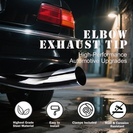 4 Inch Exhaust Tip with a Clamp, Chrome Structure,4'' Inlet 5'' Outlet 23" Overall Length for Pickups, Trucks and Cars