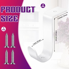 Hicarer 2 Pcs 1 Inch Closet Rod Brackets Heavy Duty Metal Wall Mount Rod Brackets with Screws Closet Pole Support for Living Room Bedroom Shelf Office(White)