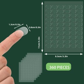 hitsuki Double Sided Adhesive Dots Clear Tape Dots Removable Sticky Tack Poster Tacky Putty Adhesive Stickers Mounting Putty Picture Putty for Wall Hanging No Damage (360 Pcs 0.31"x0.51")