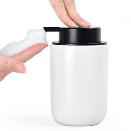Umlaca Soap Dispenser, Refillable Ceramic Soap Dispenser, 350 ml, Large Pump Head is Easy to Press, Suitable for Kitchen, Bathroom (Matte White Foam Soap Dispenser)