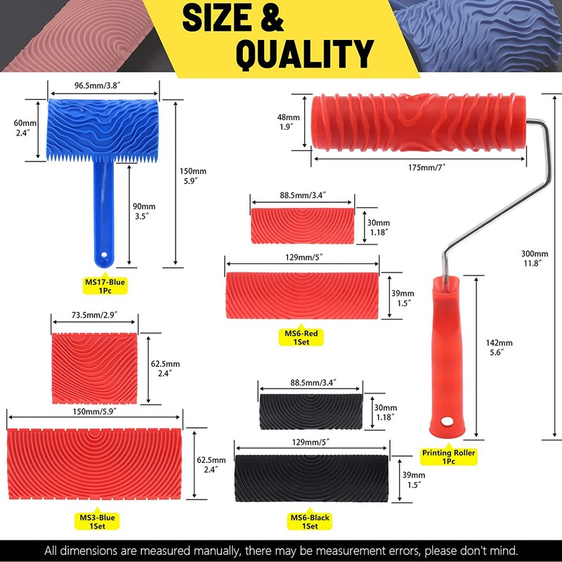 Rubber Wood Graining Tool Handheld Wood Texture Pattern Roller for