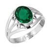 Jeweloporium Green Emerald Simulated 925 Silver Ring for Women Gemstone